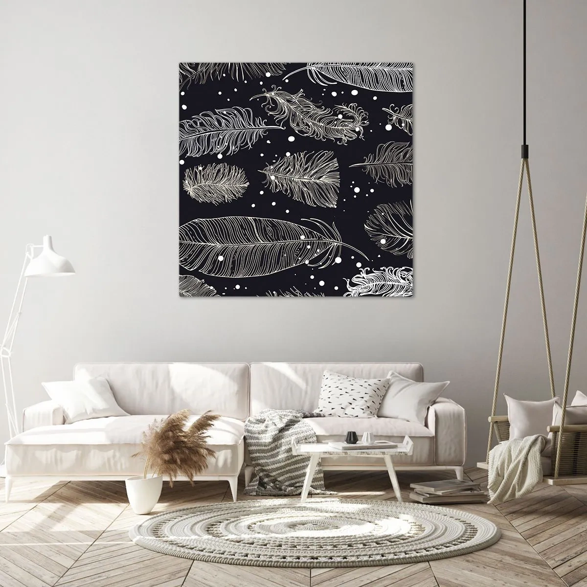Schilderen op canvas - Gevederde kant - 30x30 cm