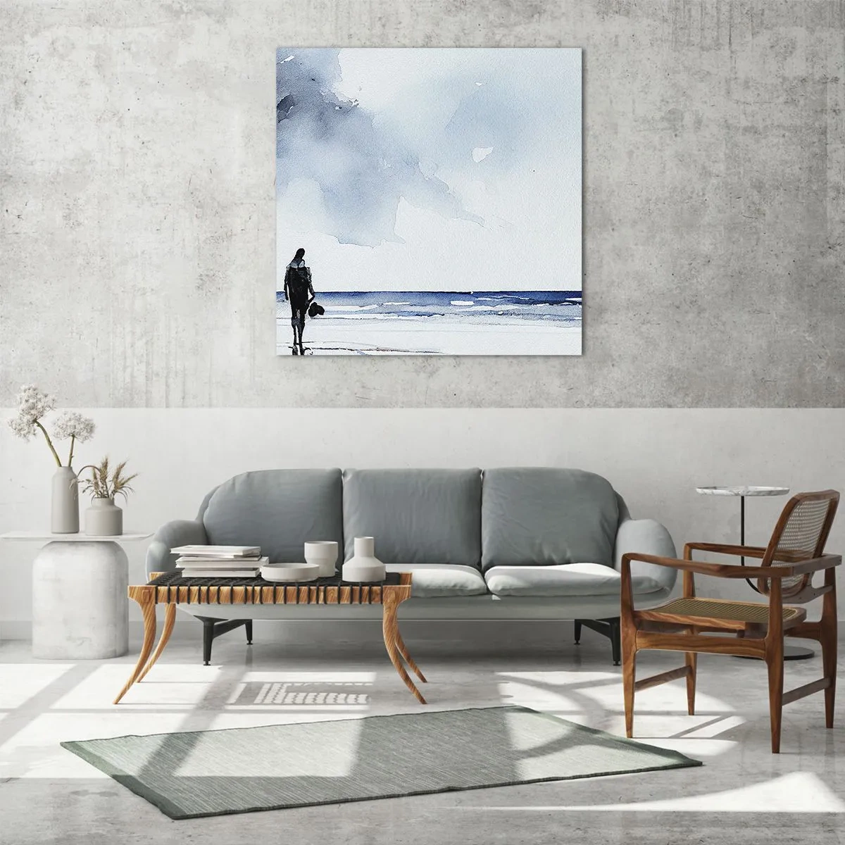 Schilderen op glas - Gesprek met de zee - 70x70 cm