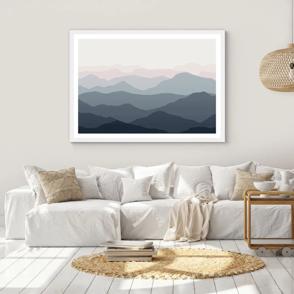 Poster in een witte lijst - Golven van de bergen - 100x70 cm
