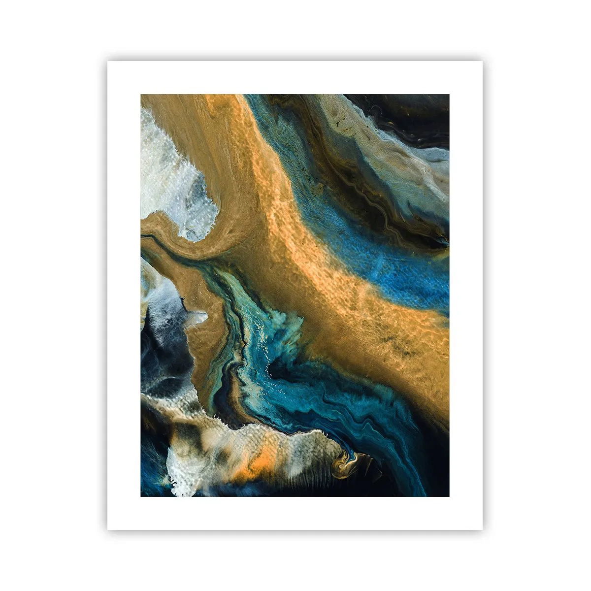 Poster - Blauw - geel - wederzijdse invloeden - 40x50 cm