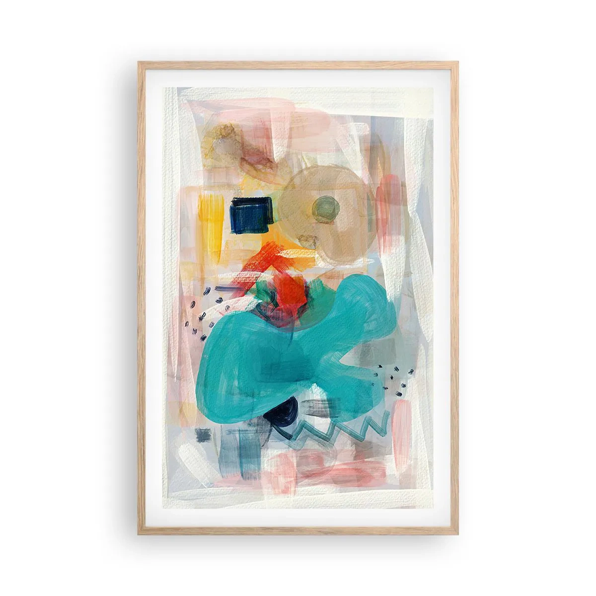 Een poster in een licht eiken lijst - Kleurrijk spel - 61x91 cm