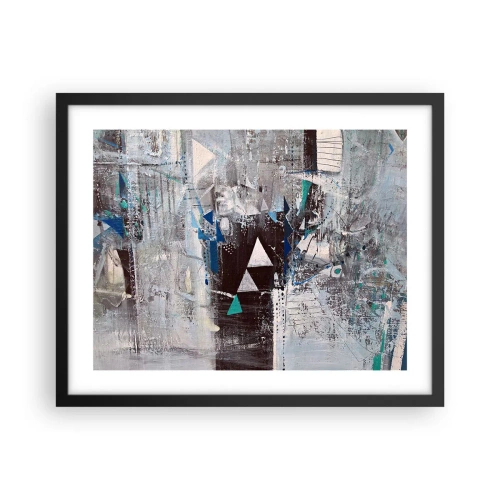 Poster in een zwarte lijst - Overschrijvende volgorde van driehoeken - 50x40 cm