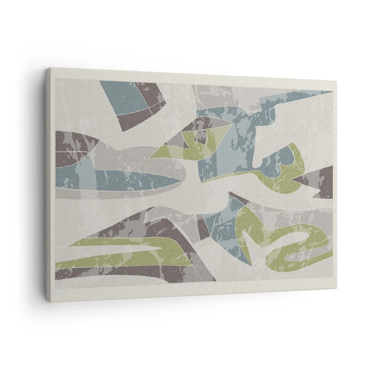 Schilderen op canvas - Abstracte vormen in groen en blauw op een lichte achtergrond - 70x50cm - Compositie achter het glas - Moderne wanddecoratie voor woonkamer en slaapkamer ARTTOR