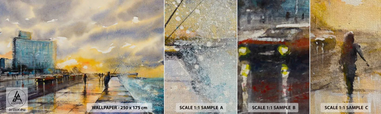 Fotobehang Monster Premium Canvas - Het leven aan de oever - Landschap, Deel, Zonsondergang - 100x30 cm