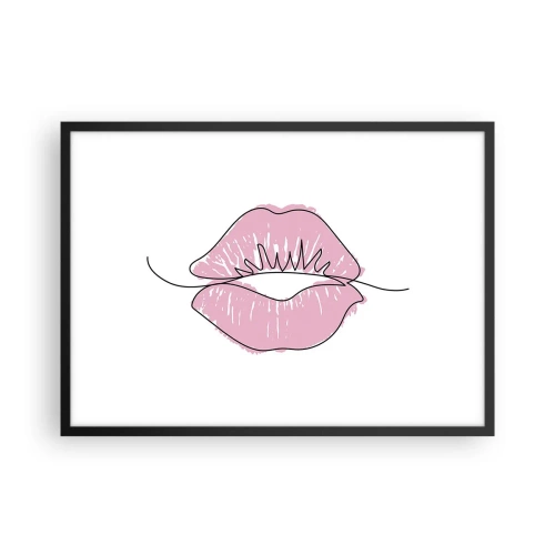 Poster in een zwarte lijst - Klaar om te kussen? - 70x50 cm