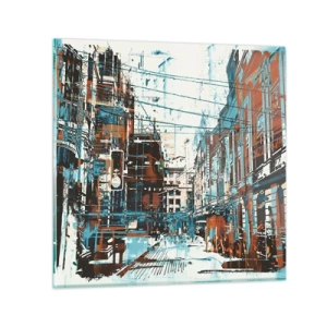 Schilderen op glas - Een versleten stadspad - 30x30 cm