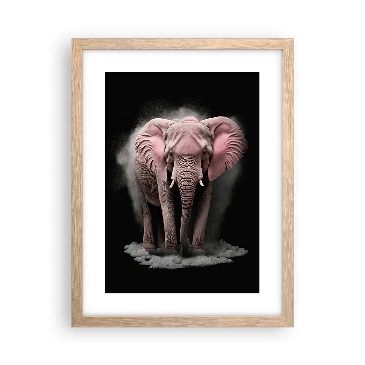 Een poster in een licht eiken lijst - Denk niet aan een roze olifant! - 30x40 cm