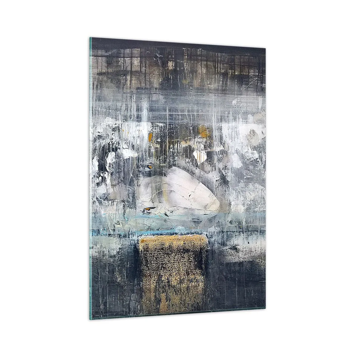 Schilderen op glas - Als op ijs, als zo moeizaam - 50x70 cm
