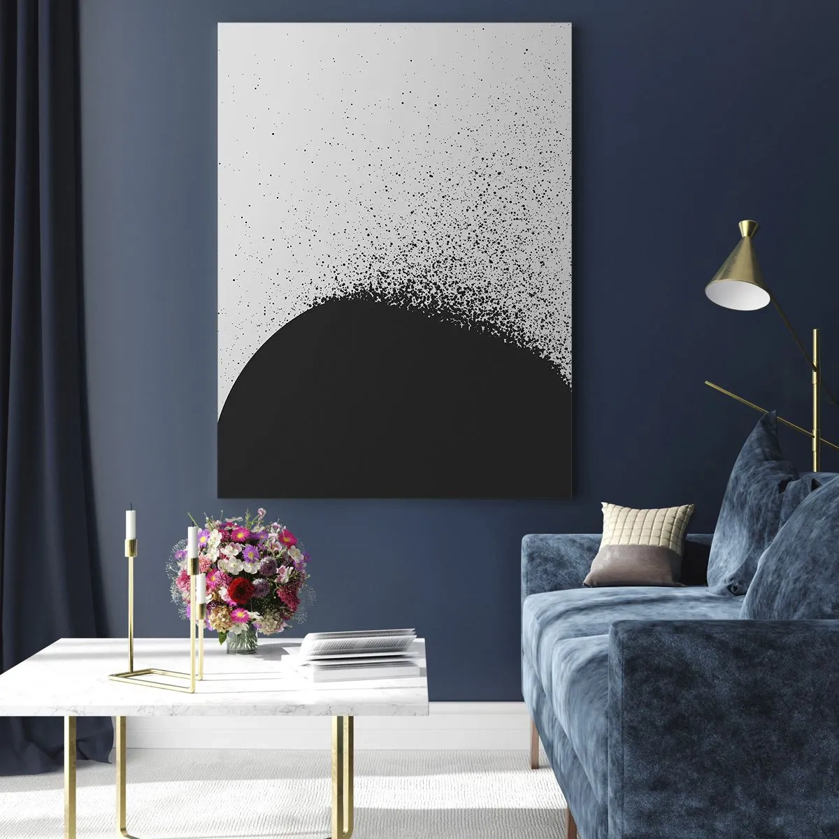 Schilderen op glas - Beweging van moleculen - 70x100 cm