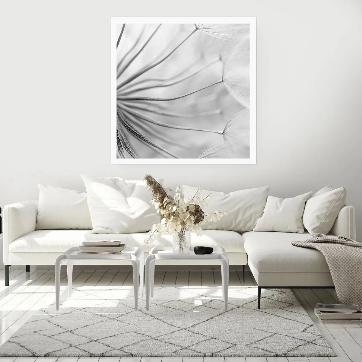 Poster - Paardebloemen, vliegers - 60x60 cm