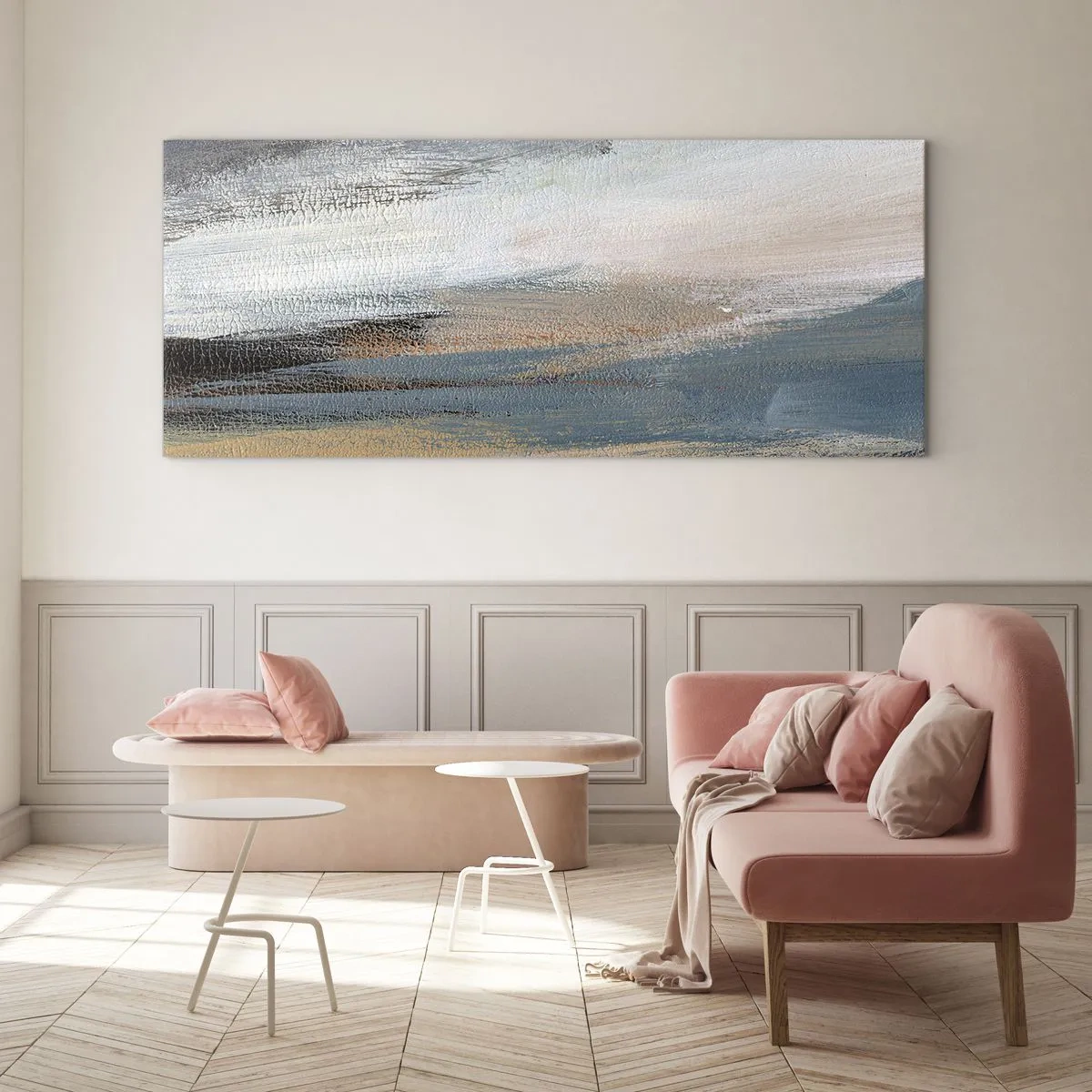 Schilderen op glas - Abstractie: noordelijk landschap - 120x50 cm