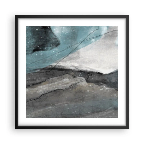 Poster in een zwarte lijst - Abstractie: rotsen en ijs - 50x50 cm