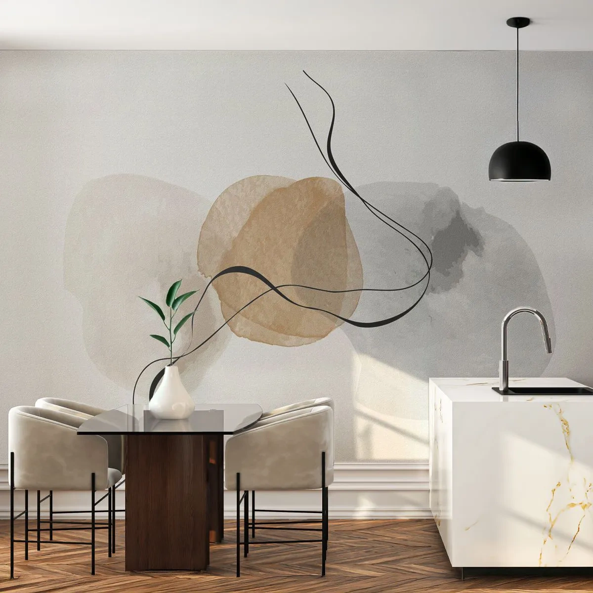 Fotobehang Premium Sand - Lucht kralen - Abstractie, Deel, Modern patroon - 100x70 cm