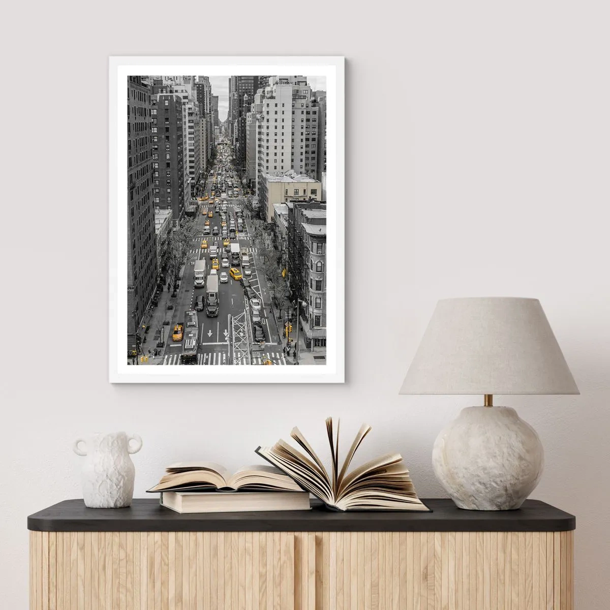 Poster in een witte lijst - New Yorks leven - 40x50 cm