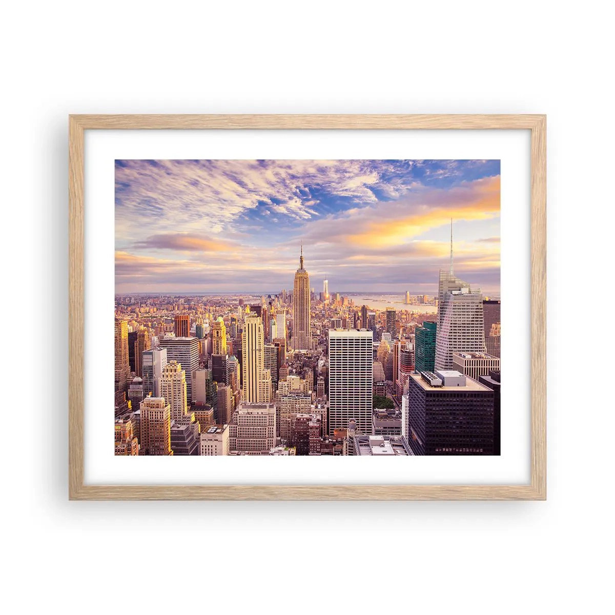 Een poster in een licht eiken lijst - Reik alleen naar de wolken - 50x40 cm