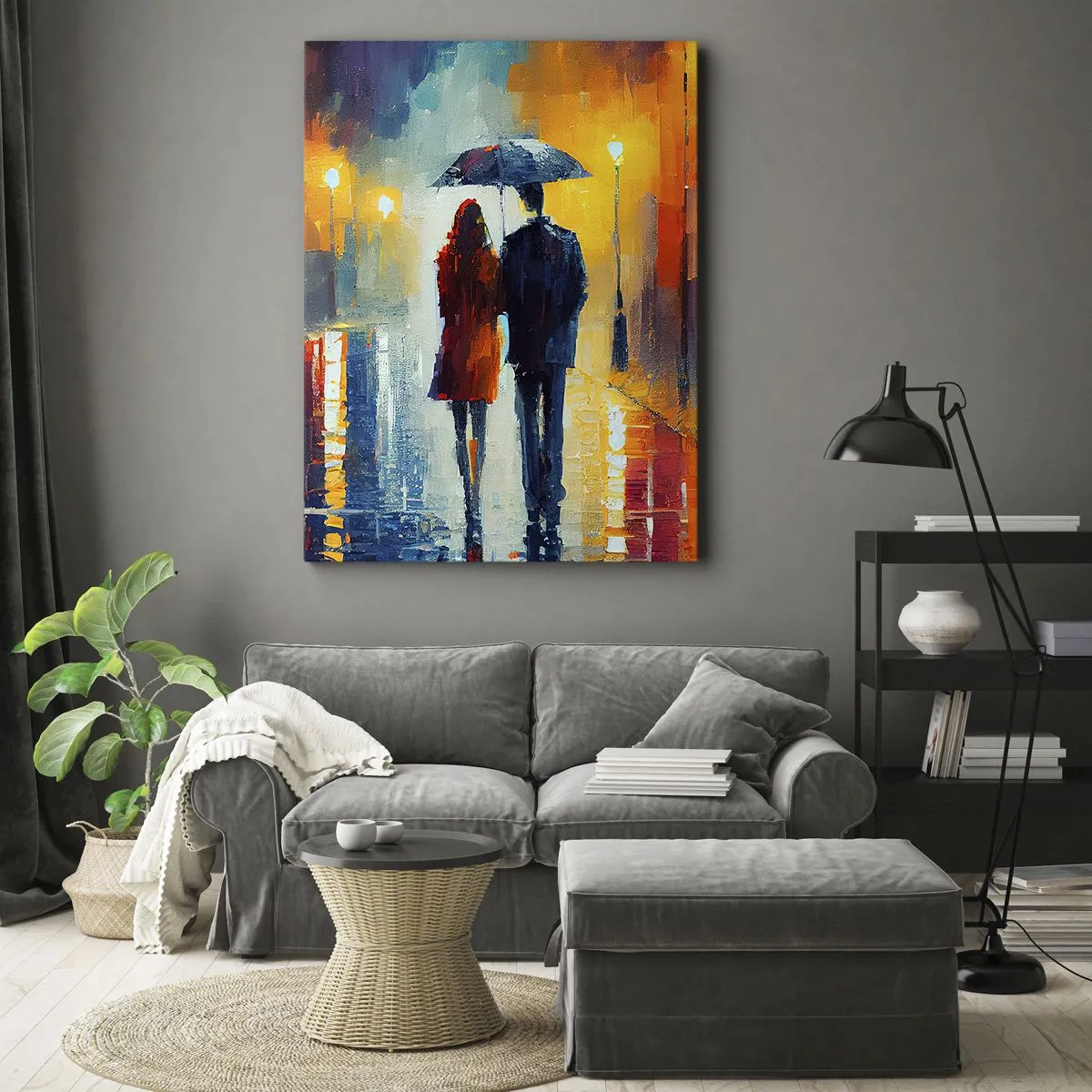 Schilderen op canvas - Samen – een kleurrijke nacht - 45x80 cm