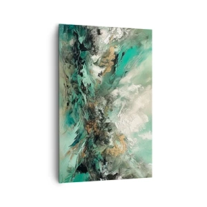 Schilderen op canvas - Emerald en zwarte branding - 80x120 cm