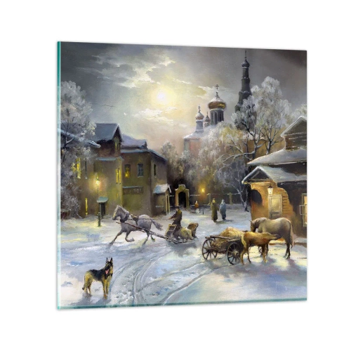 Schilderen op glas - De magie van de Russische winter - 70x70 cm