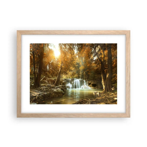 Een poster in een licht eiken lijst - Park cascade - 40x30 cm