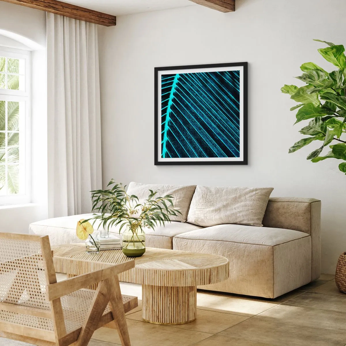 Poster in een zwarte lijst - Groene textuur - 50x50 cm