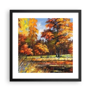 Poster in een zwarte lijst - Landschap in goud en brons - 40x40 cm