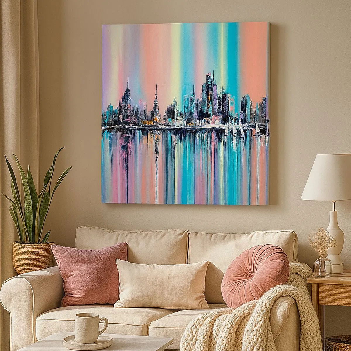 Schilderen op canvas - Om in het licht van de nacht te vallen - 30x30 cm