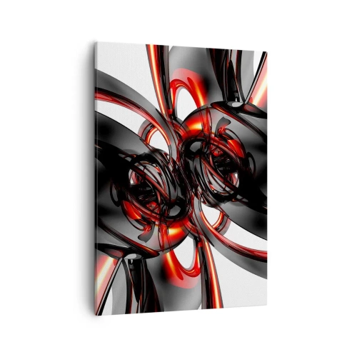 Schilderen op canvas - Beweging in grafiet en rood - 50x70 cm