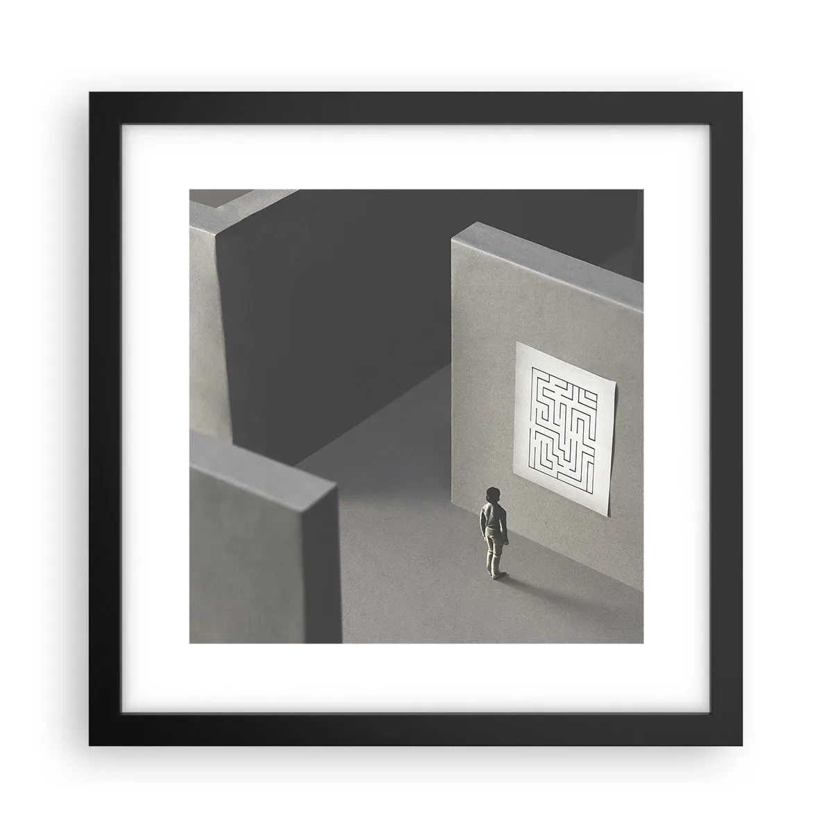 Poster in een zwarte lijst - Maar waar ben ik? - 30x30 cm