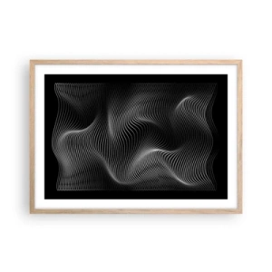 Een poster in een licht eiken lijst - Dans van licht in de ruimte - 70x50 cm