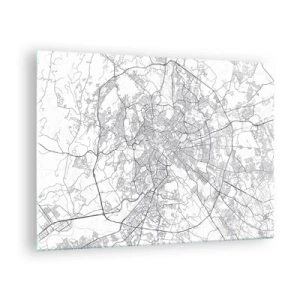 Schilderen op glas - Kaart van Rome met een duidelijke cirkelvormige wegenindeling - 70x50cm - Romeinse cirkel - Moderne wanddecoratie voor woonkamer en slaapkamer ARTTOR
