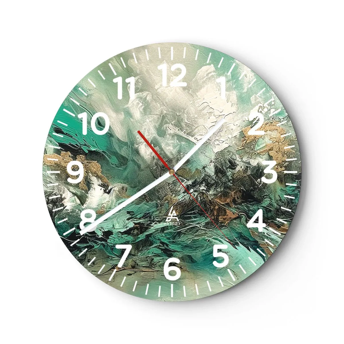 Wandklok - Klok - Emerald en zwarte branding - 40x40 cm