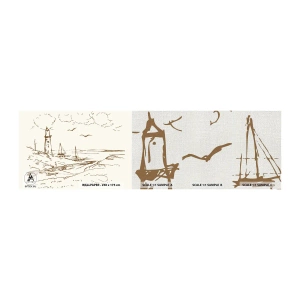 Fotobehang Monster Premium Canvas - Een overzicht van de herinneringen aan de zomer - Grafisch, Kust, Vuurtoren - 100x30 cm