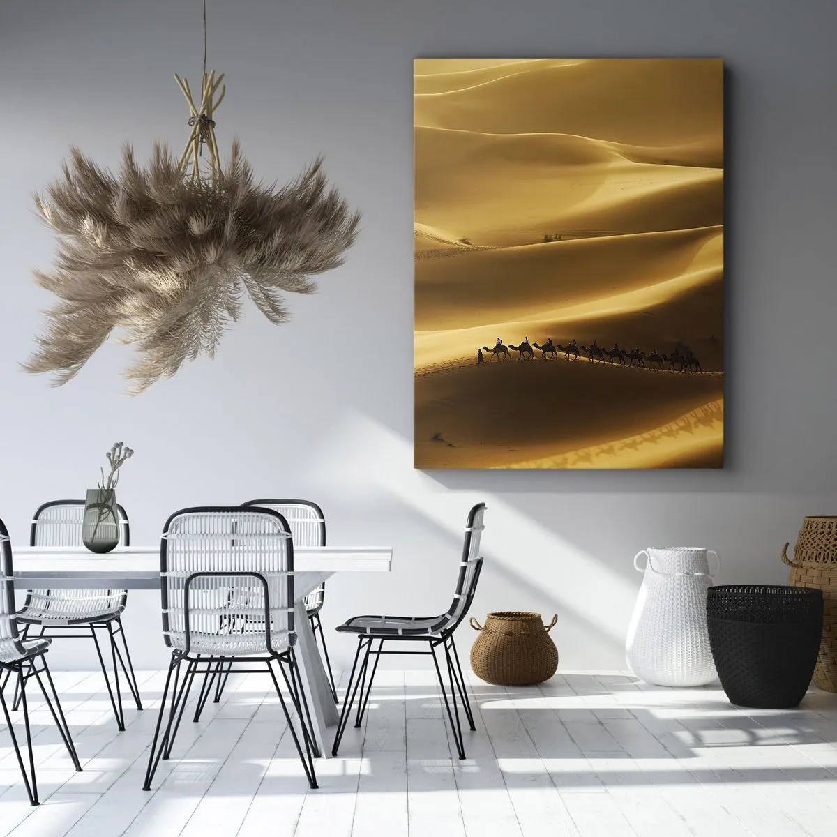 Schilderen op canvas - Caravan in de woestijngolven - 45x80 cm