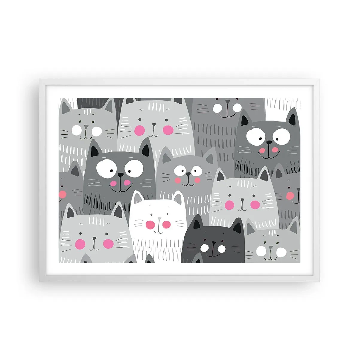 Poster in een witte lijst - De wereld van de kat - 70x50 cm