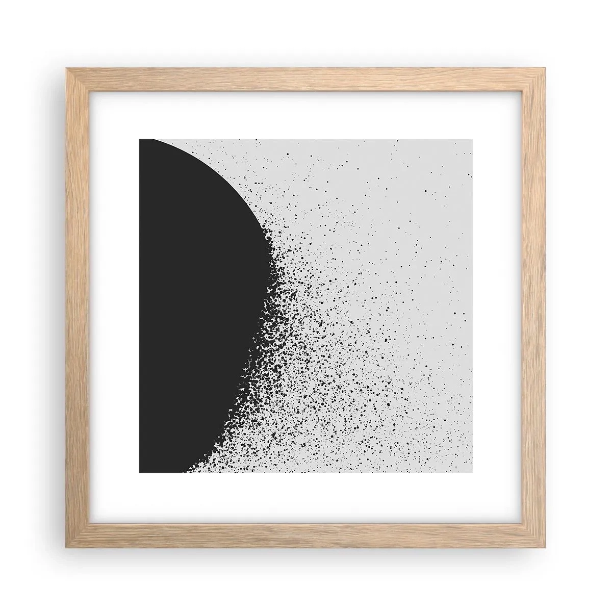 Een poster in een licht eiken lijst - Beweging van moleculen - 30x30 cm
