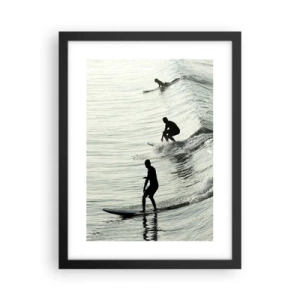 Poster in een zwarte lijst - Om de golf te ontmoeten - 30x40 cm