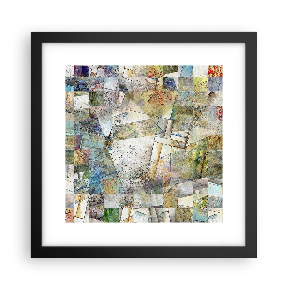 Poster in een zwarte lijst - Geometrische schuifeling - 30x30 cm