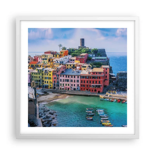Poster in een witte lijst - Mediterrane magische stad - 50x50 cm