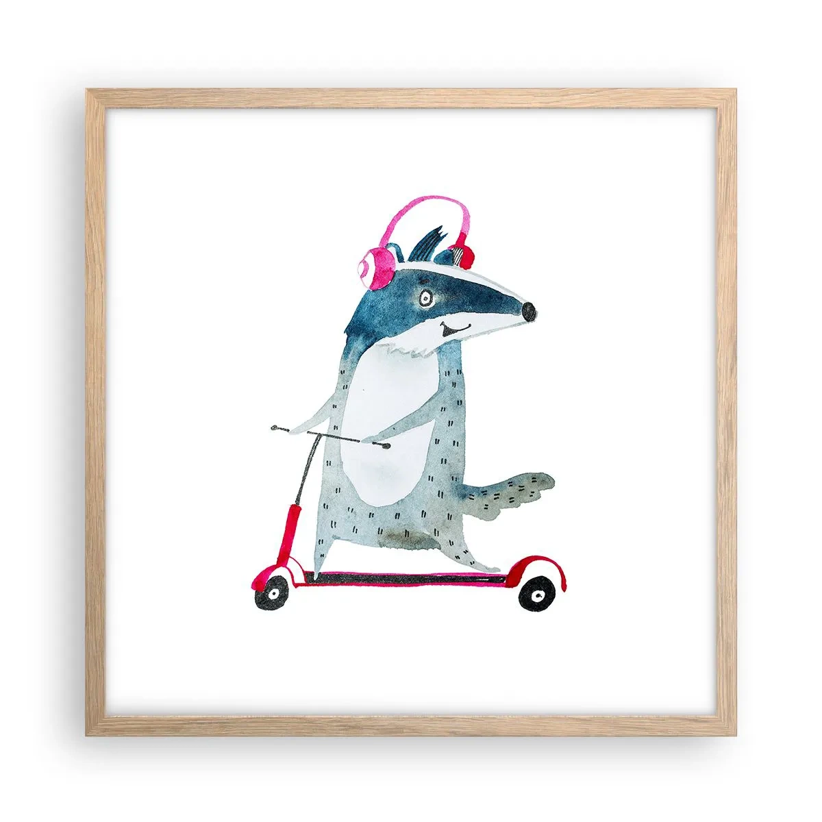 Een poster in een licht eiken lijst - Badger vreugde - 50x50 cm