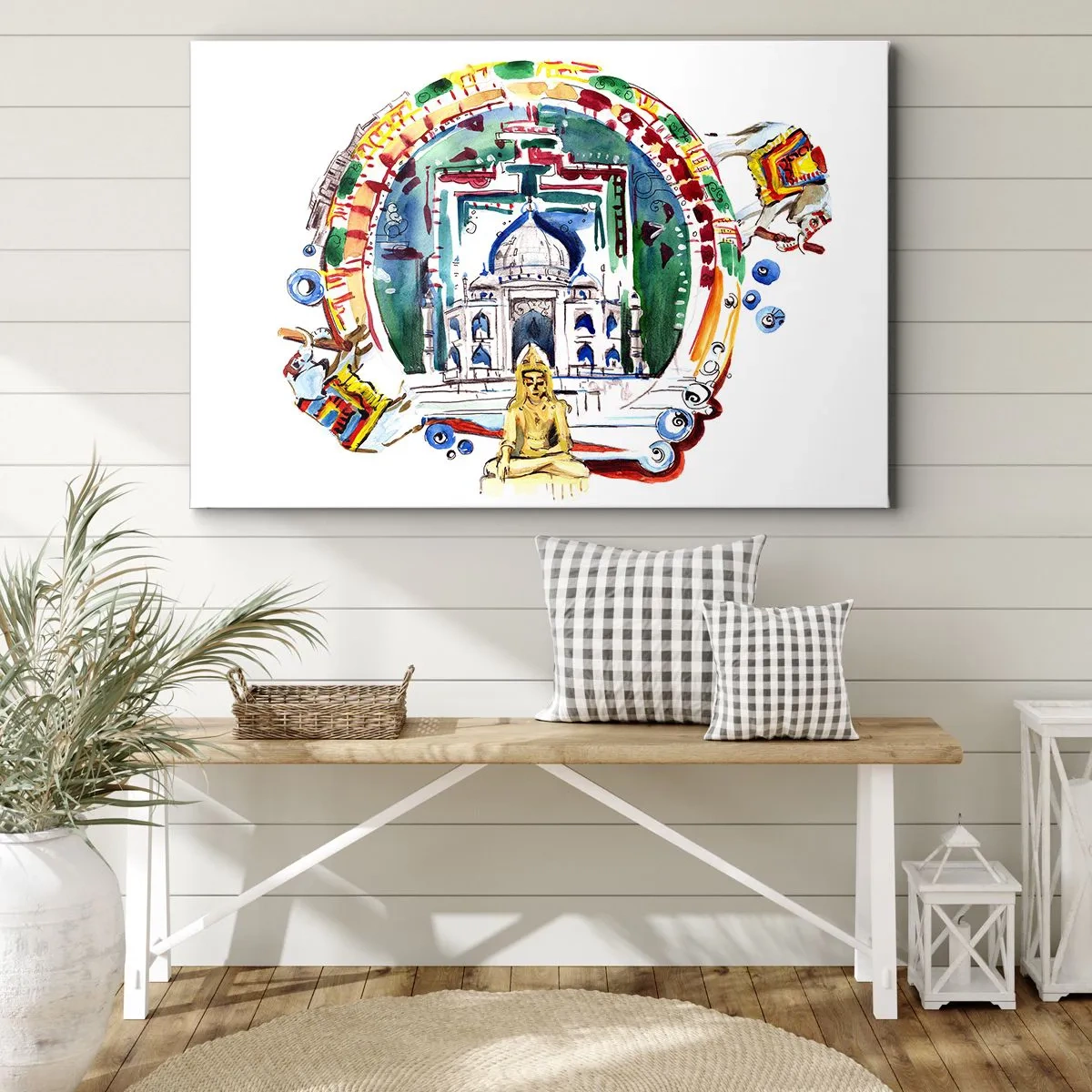 Schilderen op canvas - Hindoe wereld balans - 120x80 cm