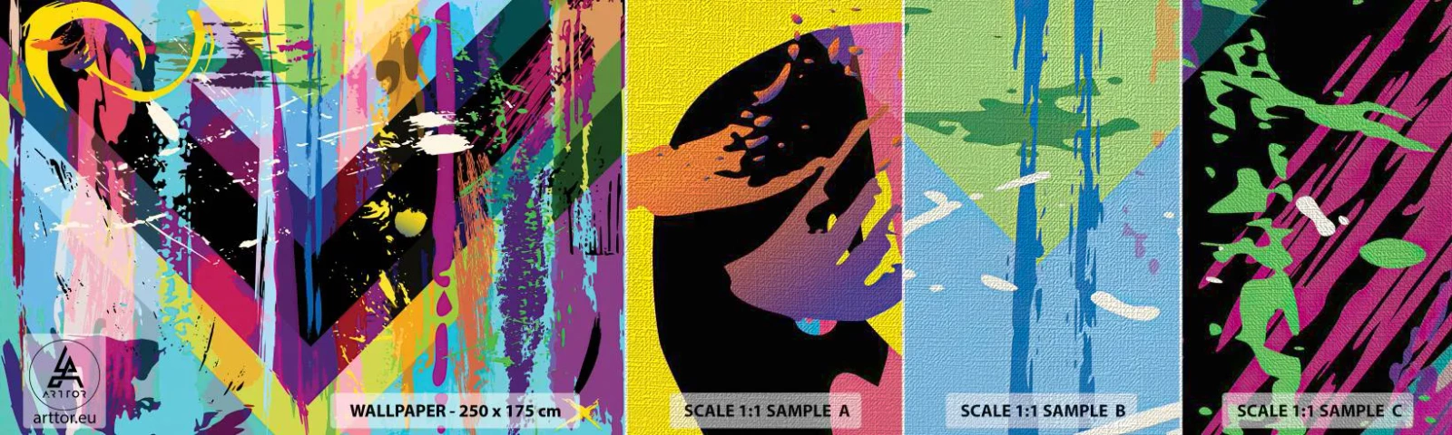 Fotobehang Monster Premium Canvas - Van boven naar beneden - Abstractie, Deel, Grafisch - 100x30 cm