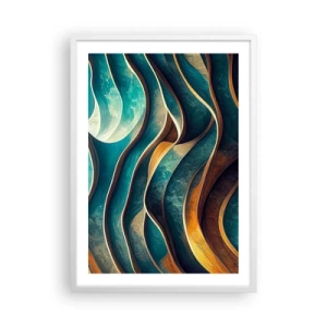 Poster in een witte lijst - Meanders van blauw - 50x70 cm