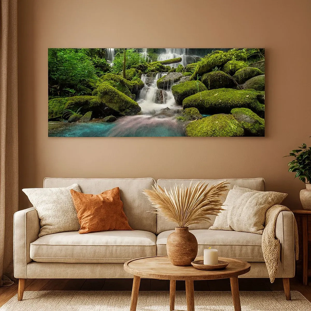 Schilderen op canvas - Turkoois, saffieren en vloeibaar zilver - 100x40 cm