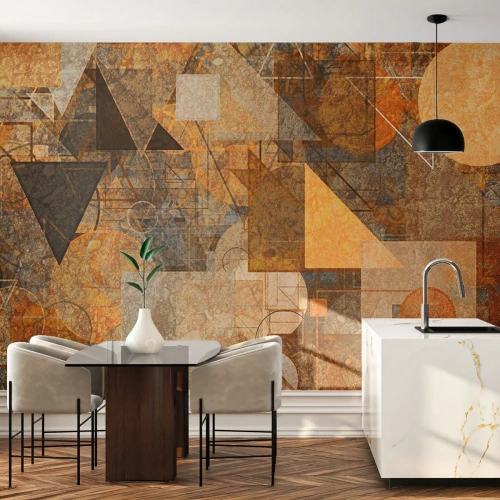 Fotobehang Premium Sand - Een kubistische studie van brons - Abstractie, Deel, Moderne kunst - 250x175 cm