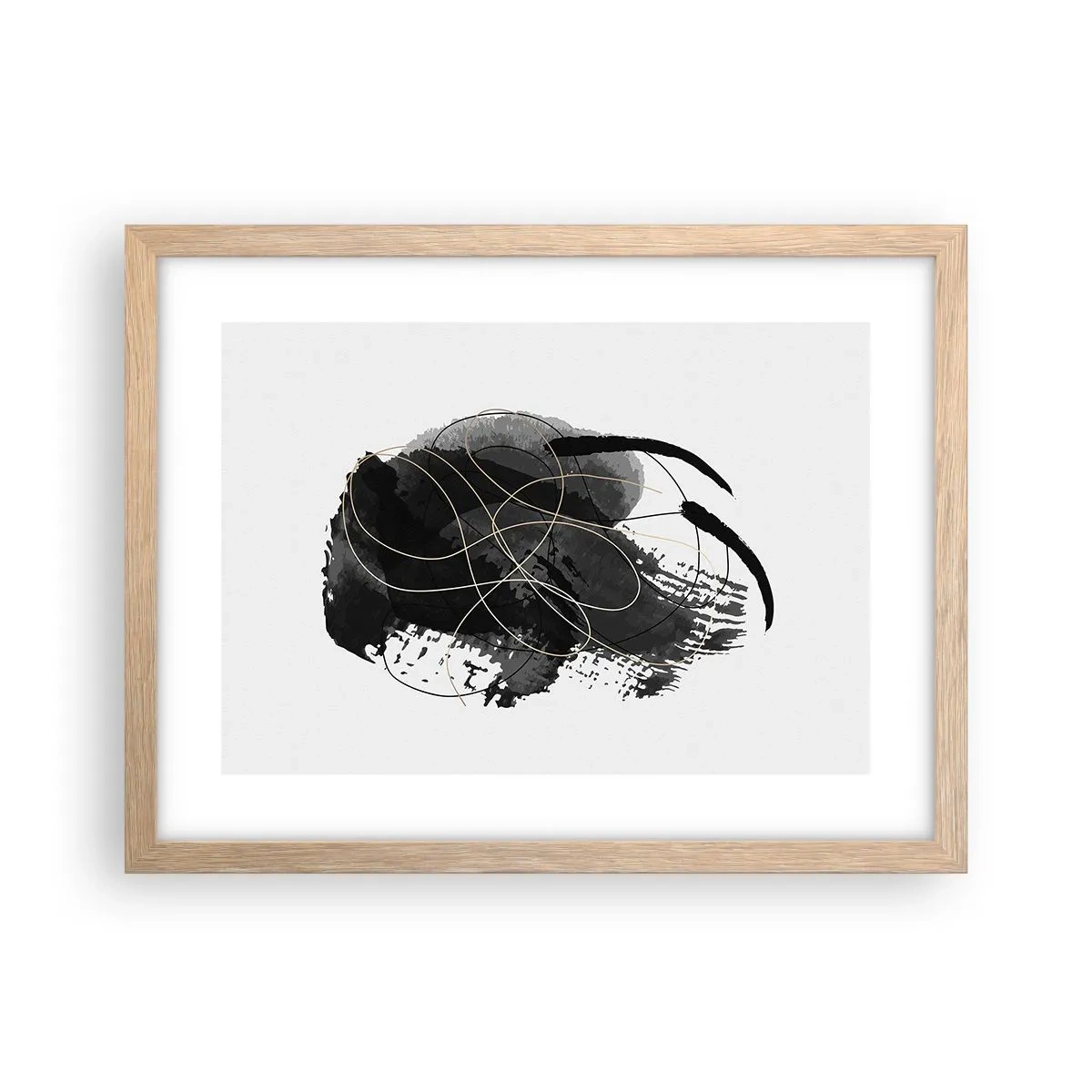 Een poster in een licht eiken lijst - Gemaakt uit zwart - 40x30 cm