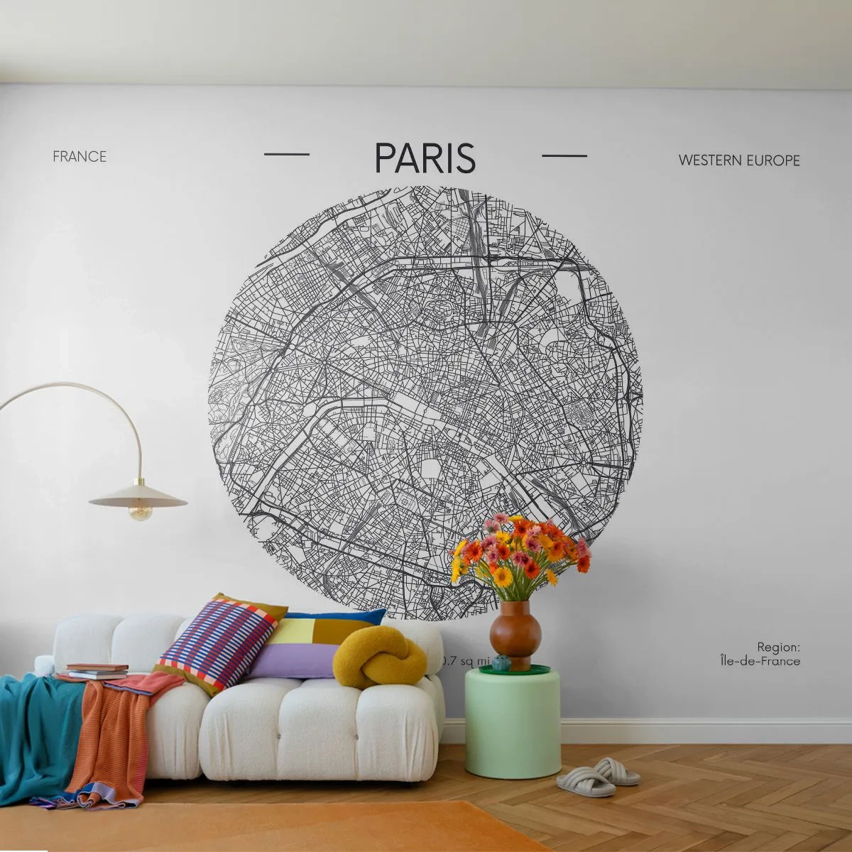Fotobehang Standard Eco - Anatomie van Parijs - Kaart, Parijs, Frankrijk - 350x256 cm