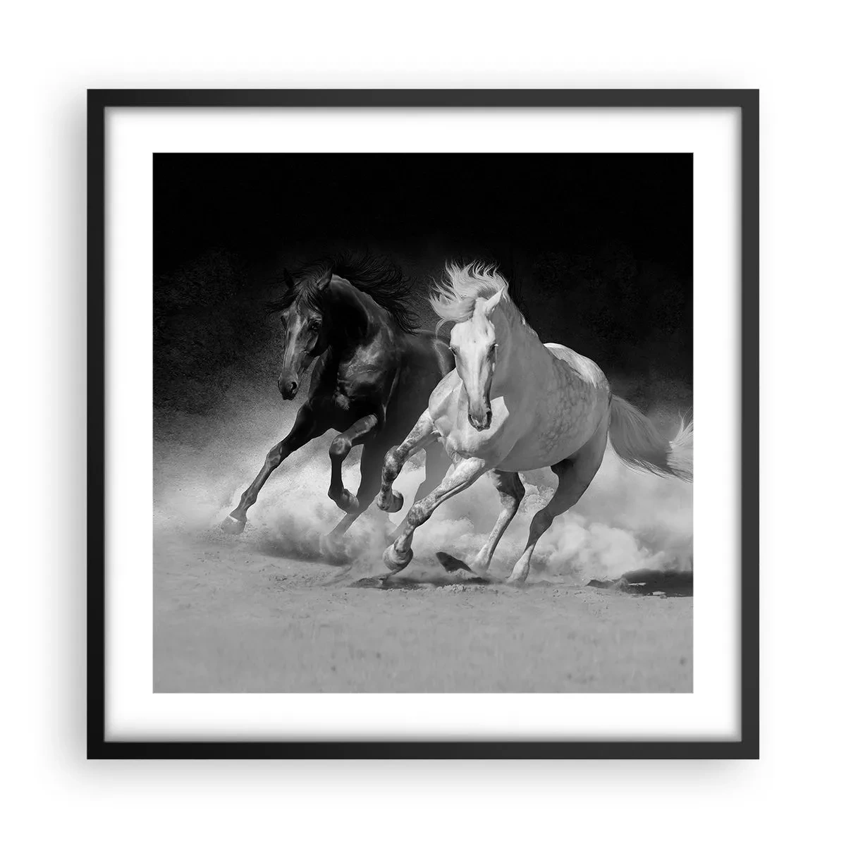 Poster in een zwarte lijst - Vrijheidsgalop - 50x50 cm