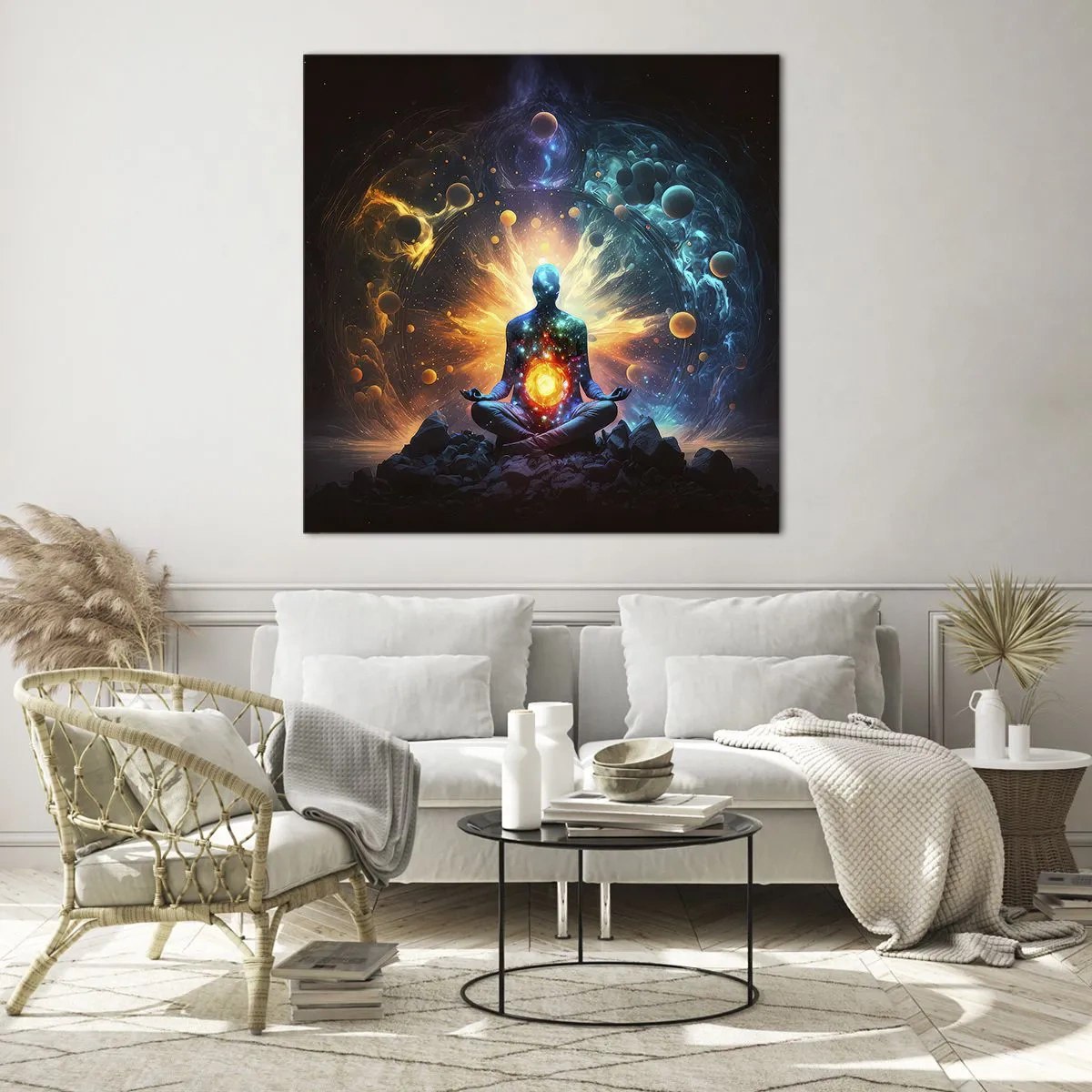 Schilderen op glas - Kosmische vrede - 60x60 cm