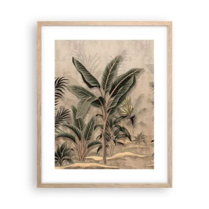 Een poster in een licht eiken lijst - Een gravure in koloniale stijl - 40x50 cm