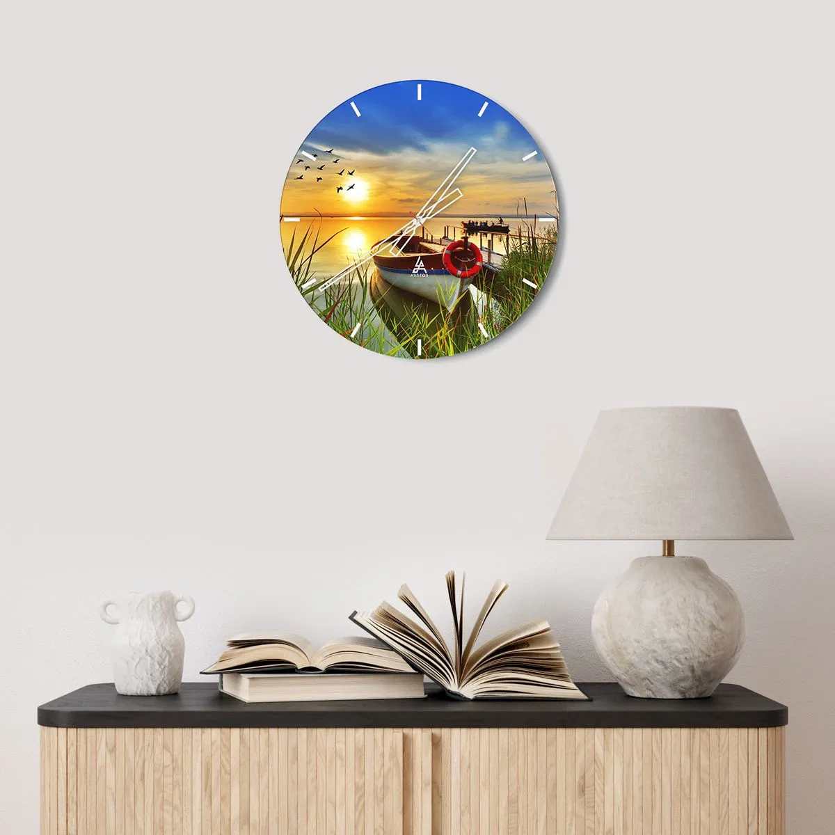 Wandklok - Klok - De aalscholvers vliegen al weg - 30x30 cm